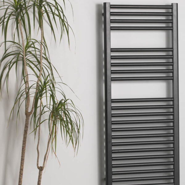Aura 25 Straight Black Dual Fuel Thermostatic Heated Towel Rail + Timer, Remote Efficient Heating, Well Made, Excellent Value Buy Online From Solaire Quartz UK Shop 7