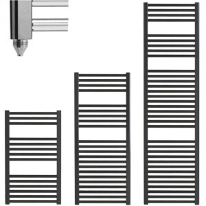Aura 25 Straight Black CP Electric Heated Towel Rail / Bathroom Radiator Efficient Heating, Well Made, Excellent Value Buy Online From Solaire Quartz UK Shop 3