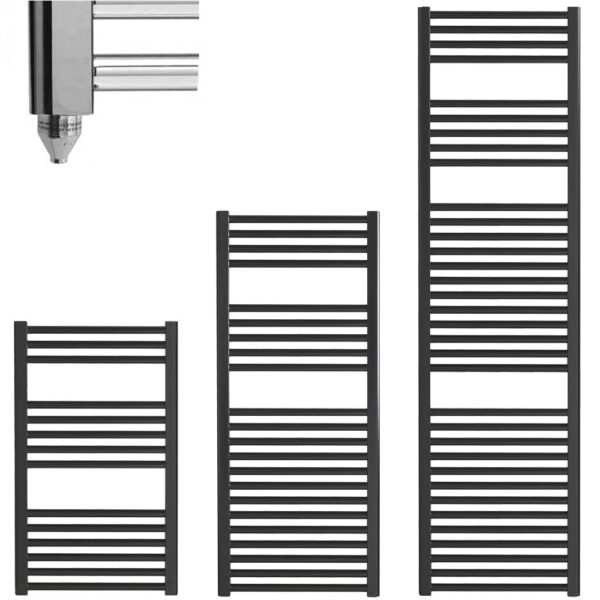 Aura 25 Straight Black PTC Electric Heated Towel Rail / Bathroom Radiator Efficient Heating, Well Made, Excellent Value Buy Online From Solaire Quartz UK Shop 3