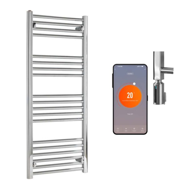 Aura WiFi Electric Towel Warmer, Thermostatic, Straight, Chrome Efficient Heating, Well Made, Excellent Value Buy Online From Solaire Quartz UK Shop 12