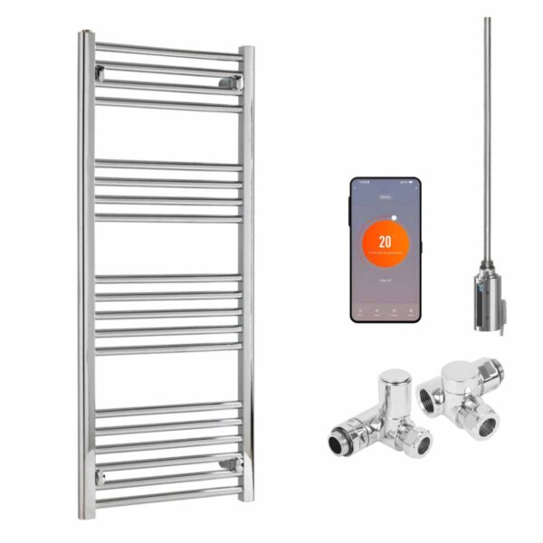 Aura WiFi Dual Fuel Towel Warmer, Thermostatic, Straight, Chrome Efficient Heating, Well Made, Excellent Value Buy Online From Solaire Quartz UK Shop 7