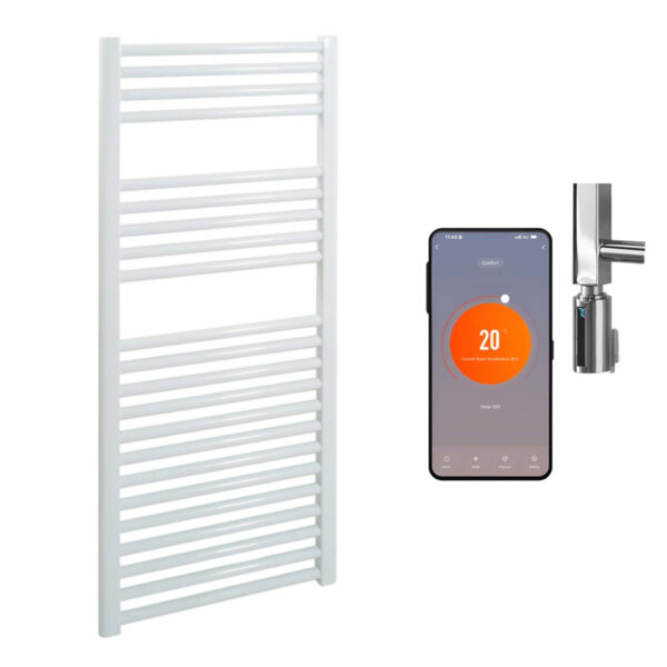 Aura WiFi Electric Towel Warmer, Thermostatic, Straight, White Efficient Heating, Well Made, Excellent Value Buy Online From Solaire Quartz UK Shop 9