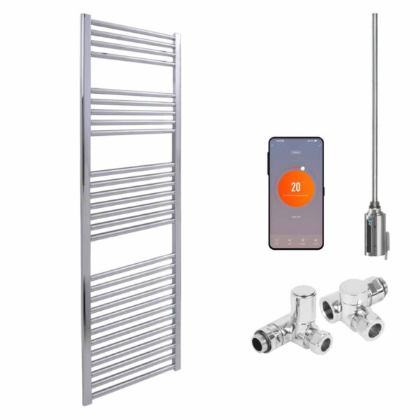 Aura WiFi Dual Fuel Towel Warmer, Thermostatic, Straight, Chrome Efficient Heating, Well Made, Excellent Value Buy Online From Solaire Quartz UK Shop 8