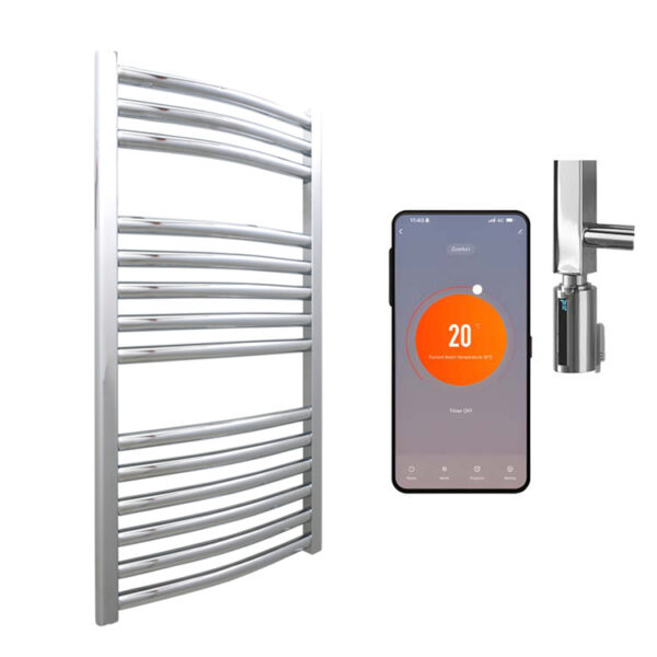 Aura WiFi Electric Towel Warmer, Thermostatic, Curved, Chrome Efficient Heating, Well Made, Excellent Value Buy Online From Solaire Quartz UK Shop 8