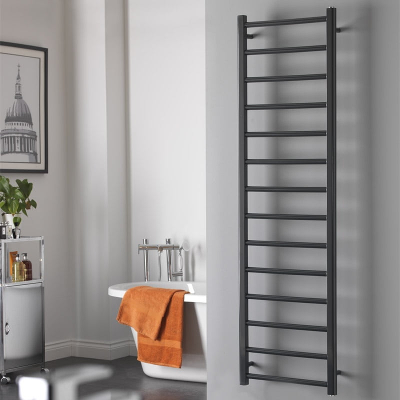 Aura Ronda Anthracite Dual Fuel Towel Rail with Thermostat, Timer + WiFi Control