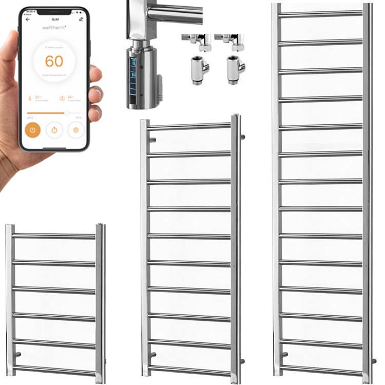 Aura Ronda Chrome Dual Fuel Towel Rail with Thermostat, Timer + WiFi Control Efficient Heating, Well Made, Excellent Value Buy Online From Solaire Quartz UK Shop 3