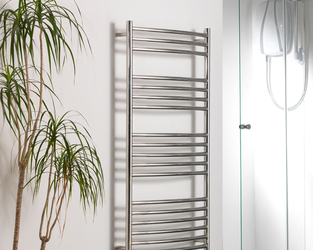 Aura Steel Stainless Steel Dual Fuel Towel Rail with Thermostat, Timer + WiFi Control