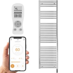 Aura WiFi Electric Towel Warmer, Thermostatic, Straight, Chrome Efficient Heating, Well Made, Excellent Value Buy Online From Solaire Quartz UK Shop