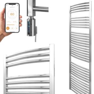 Aura 25 Curved Chrome | WiFi Thermostatic Electric Heated Towel Rail Efficient Heating, Well Made, Excellent Value Buy Online From Solaire Quartz UK Shop