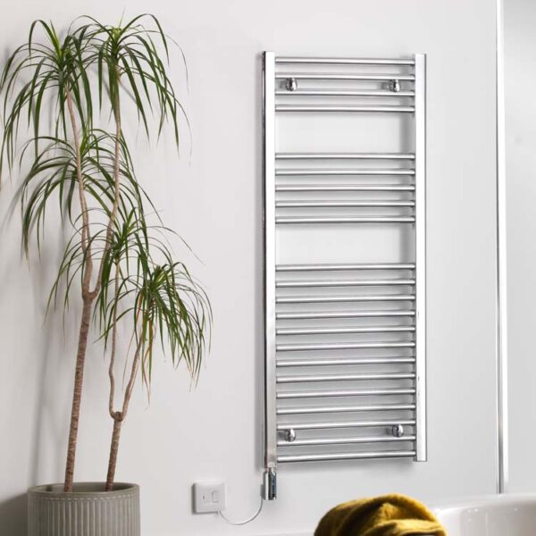 Aura WiFi Electric Towel Warmer, Thermostatic, Straight, Chrome Efficient Heating, Well Made, Excellent Value Buy Online From Solaire Quartz UK Shop 22