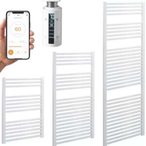 Aura 25 Straight White | WiFi Thermostatic Electric Heated Towel Rail Efficient Heating, Well Made, Excellent Value Buy Online From Solaire Quartz UK Shop 3