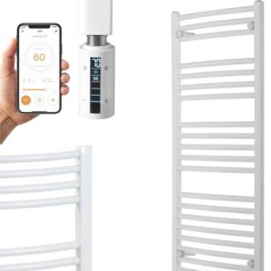 Aura 25 Curved White | WiFi Thermostatic Electric Heated Towel Rail Efficient Heating, Well Made, Excellent Value Buy Online From Solaire Quartz UK Shop 3