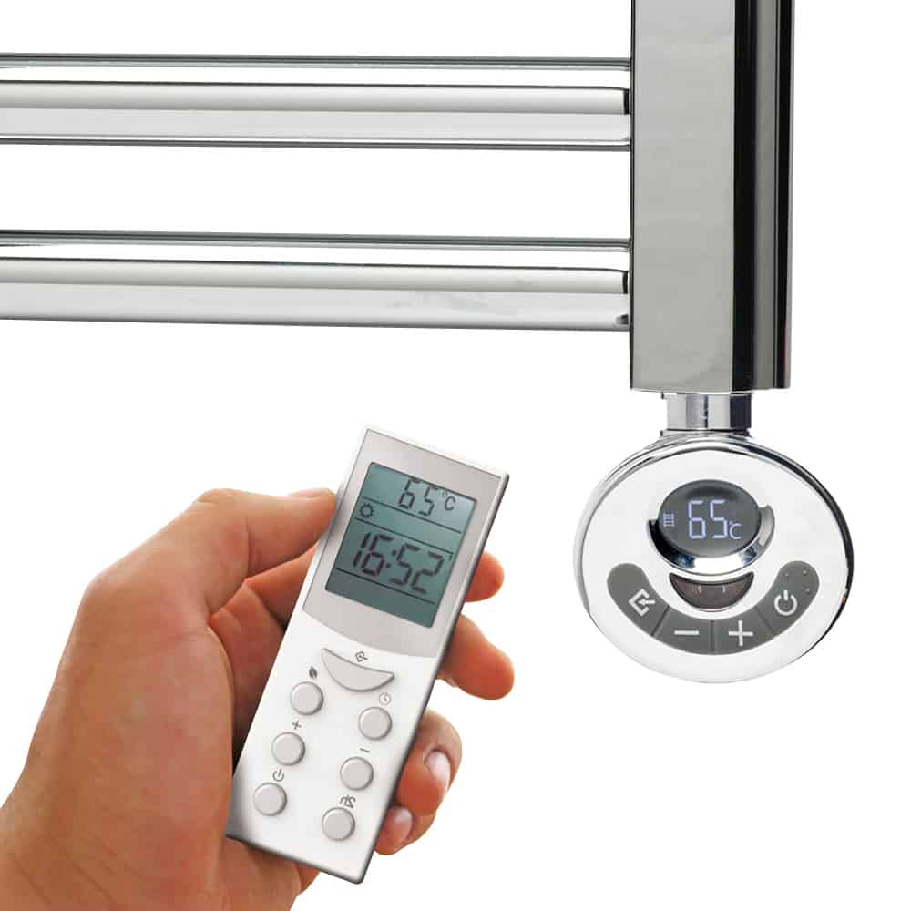 Aura Ronda Chrome Smart Electric Towel Rail with Thermostat, Timer + WiFi Control
