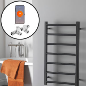 Aura Ronda Wifi Dual Fuel Towel Warmer, Thermostatic, Modern, Anthracite Efficient Heating, Well Made, Excellent Value Buy Online From Solaire Quartz UK Shop