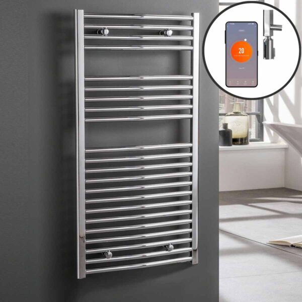 Aura WiFi Electric Towel Warmer, Thermostatic, Curved, Chrome Efficient Heating, Well Made, Excellent Value Buy Online From Solaire Quartz UK Shop 3