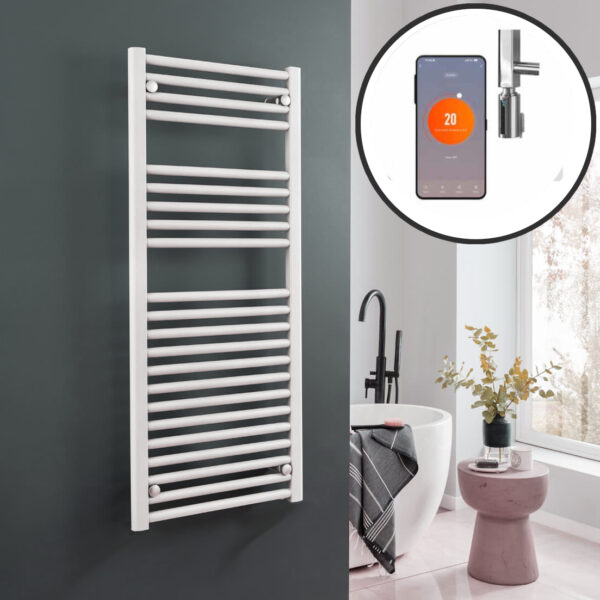 Aura WiFi Electric Towel Warmer, Thermostatic, Straight, White Efficient Heating, Well Made, Excellent Value Buy Online From Solaire Quartz UK Shop 3