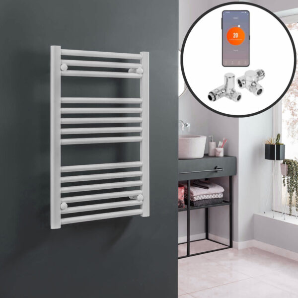 Aura WiFi Dual Fuel Towel Warmer, Thermostatic, Straight, White Efficient Heating, Well Made, Excellent Value Buy Online From Solaire Quartz UK Shop 4