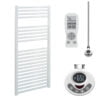 Aura Straight White Thermostatic Electric Towel Warmer With Timer, Remote Efficient Heating, Well Made, Excellent Value Buy Online From Solaire Quartz UK Shop 13