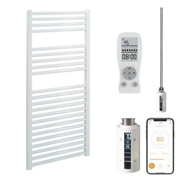 Aura WiFi Electric Towel Warmer, Thermostatic, Straight, White Efficient Heating, Well Made, Excellent Value Buy Online From Solaire Quartz UK Shop 6