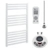 Aura Straight White Thermostatic Electric Towel Warmer With Timer, Remote Efficient Heating, Well Made, Excellent Value Buy Online From Solaire Quartz UK Shop 12