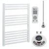 Aura Straight White Thermostatic Electric Towel Warmer With Timer, Remote Efficient Heating, Well Made, Excellent Value Buy Online From Solaire Quartz UK Shop 15