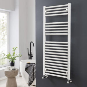 Aura Straight White Towel Warmer For Central Heating Efficient Heating, Well Made, Excellent Value Buy Online From Solaire Quartz UK Shop
