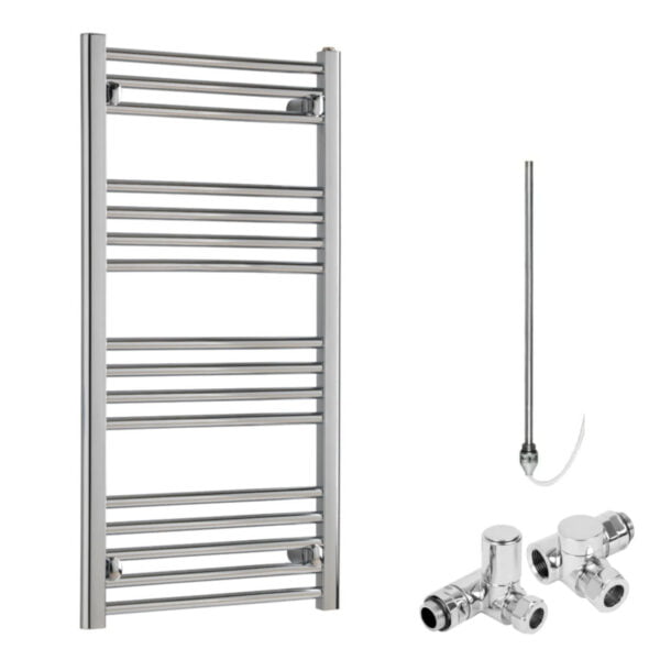 Aura Straight Dual Fuel Towel Warmer With Valves And Element, Chrome Efficient Heating, Well Made, Excellent Value Buy Online From Solaire Quartz UK Shop 12