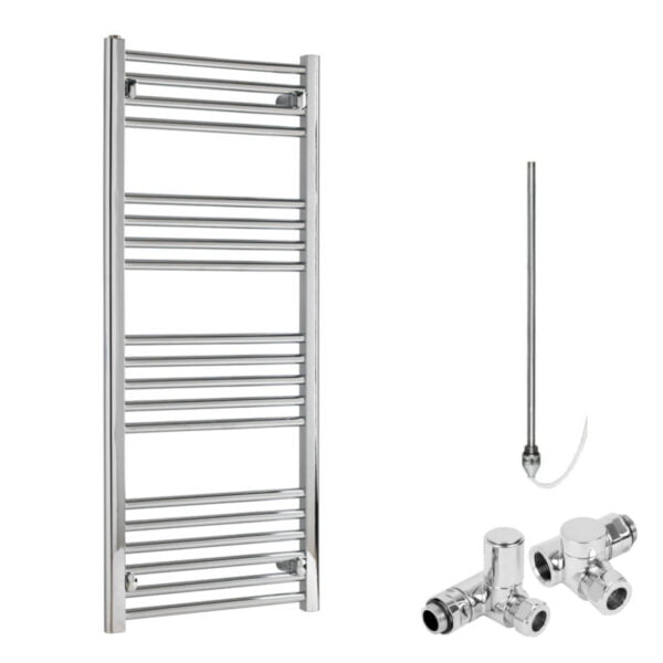 Aura Straight Dual Fuel Towel Warmer With Valves And Element, Chrome Efficient Heating, Well Made, Excellent Value Buy Online From Solaire Quartz UK Shop 11