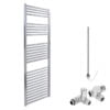 Aura Straight Dual Fuel Towel Warmer With Valves And Element, Chrome Efficient Heating, Well Made, Excellent Value Buy Online From Solaire Quartz UK Shop 19