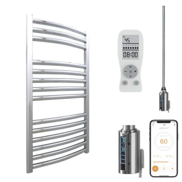 Aura WiFi Electric Towel Warmer, Thermostatic, Curved, Chrome Efficient Heating, Well Made, Excellent Value Buy Online From Solaire Quartz UK Shop 4