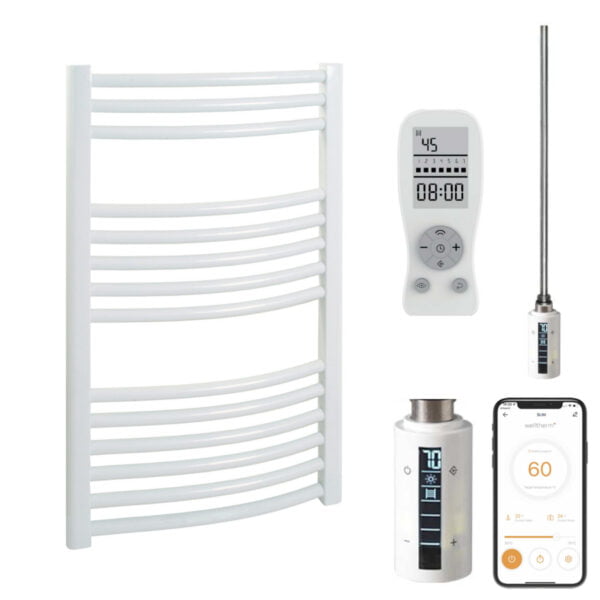 Aura WiFi Electric Towel Warmer, Thermostatic, Curved, White Efficient Heating, Well Made, Excellent Value Buy Online From Solaire Quartz UK Shop 3
