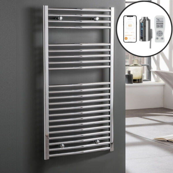 Aura WiFi Electric Towel Warmer, Thermostatic, Curved, Chrome Efficient Heating, Well Made, Excellent Value Buy Online From Solaire Quartz UK Shop 3