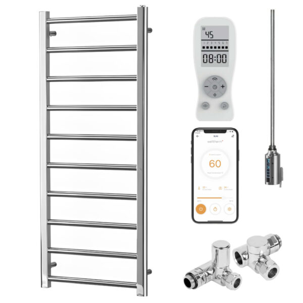 Aura Ronda Wifi Dual Fuel Towel Warmer, Thermostatic, Modern, Chrome Efficient Heating, Well Made, Excellent Value Buy Online From Solaire Quartz UK Shop 5