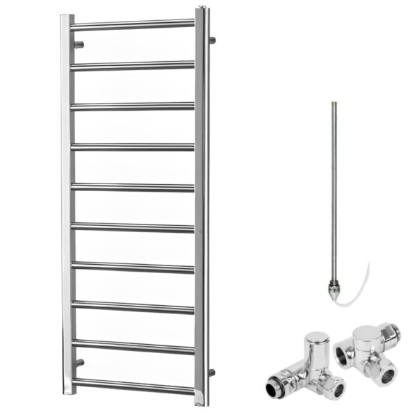 Aura Ronda Dual Fuel Towel Warmer, Chrome, With Valves And Element Efficient Heating, Well Made, Excellent Value Buy Online From Solaire Quartz UK Shop 5