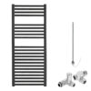 Aura Straight Dual Fuel Towel Warmer, Black, With Valves And Element Efficient Heating, Well Made, Excellent Value Buy Online From Solaire Quartz UK Shop 11