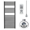 Aura Straight Thermostatic Electric Towel Warmer With Timer, Black Efficient Heating, Well Made, Excellent Value Buy Online From Solaire Quartz UK Shop 11