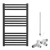 Aura Straight Dual Fuel Towel Warmer, Black, With Valves And Element Efficient Heating, Well Made, Excellent Value Buy Online From Solaire Quartz UK Shop 13