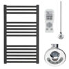 Aura Straight Thermostatic Electric Towel Warmer With Timer, Black Efficient Heating, Well Made, Excellent Value Buy Online From Solaire Quartz UK Shop 13