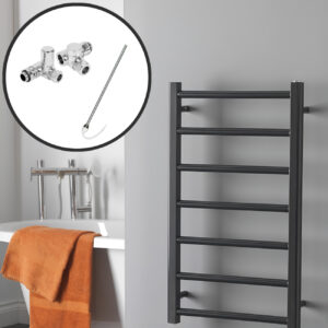 Aura Ronda Dual Fuel Towel Warmer, Anthracite, With Valves And Element Efficient Heating, Well Made, Excellent Value Buy Online From Solaire Quartz UK Shop