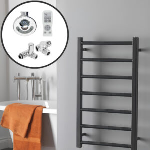 Aura Ronda Dual Fuel Towel Warmer, Thermostatic With Timer, Modern, Anthracite Efficient Heating, Well Made, Excellent Value Buy Online From Solaire Quartz UK Shop