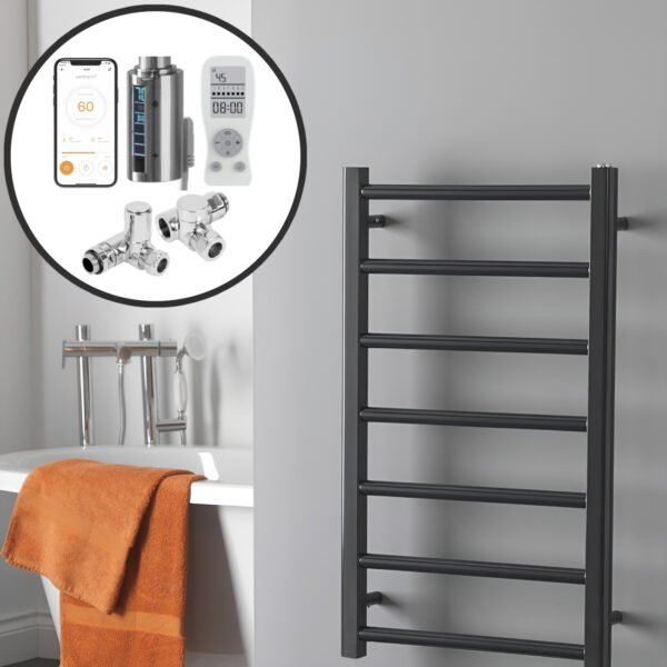 Aura Ronda Wifi Dual Fuel Towel Warmer, Thermostatic, Modern, Anthracite Efficient Heating, Well Made, Excellent Value Buy Online From Solaire Quartz UK Shop 3