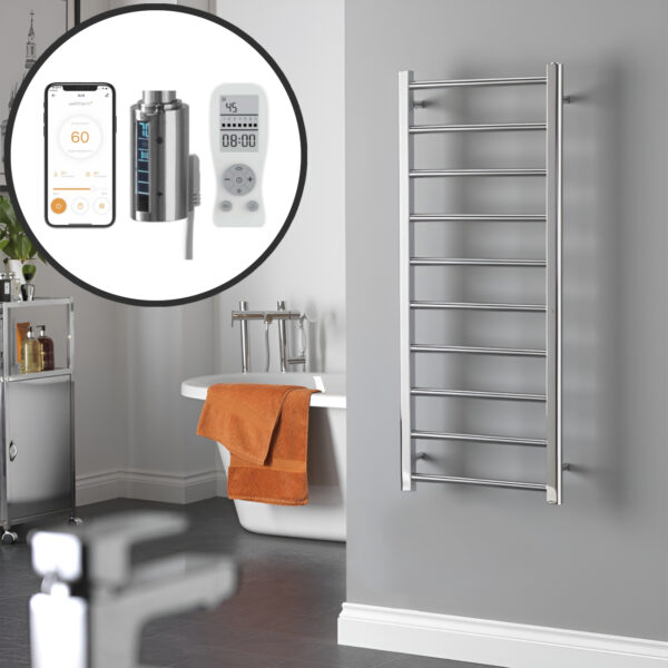 Aura Ronda Wifi Electric Towel Warmer, Thermostatic, Modern, Chrome Efficient Heating, Well Made, Excellent Value Buy Online From Solaire Quartz UK Shop 3