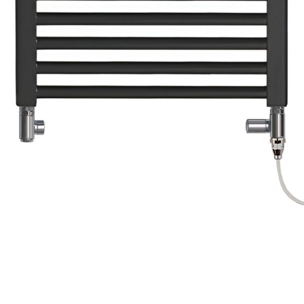 Aura Straight Dual Fuel Towel Warmer, Black, With Valves And Element Efficient Heating, Well Made, Excellent Value Buy Online From Solaire Quartz UK Shop 5