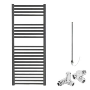 Aura Straight Anthracite Heated Towel Rail – Dual Fuel Efficient Heating, Well Made, Excellent Value Buy Online From Solaire Quartz UK Shop