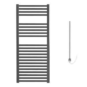 Aura Straight Anthracite Heated Towel Rail – Prefilled Electric Efficient Heating, Well Made, Excellent Value Buy Online From Solaire Quartz UK Shop