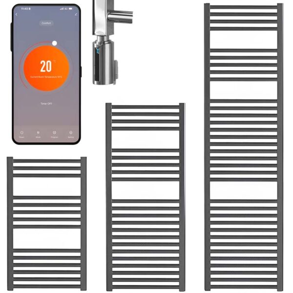 Aura Straight Anthracite Heated Towel Rail – WiFi Control, Thermostat and Timer Efficient Heating, Well Made, Excellent Value Buy Online From Solaire Quartz UK Shop 3